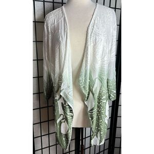 Chicos Knit Jacquard Drape Open Front Jacket
